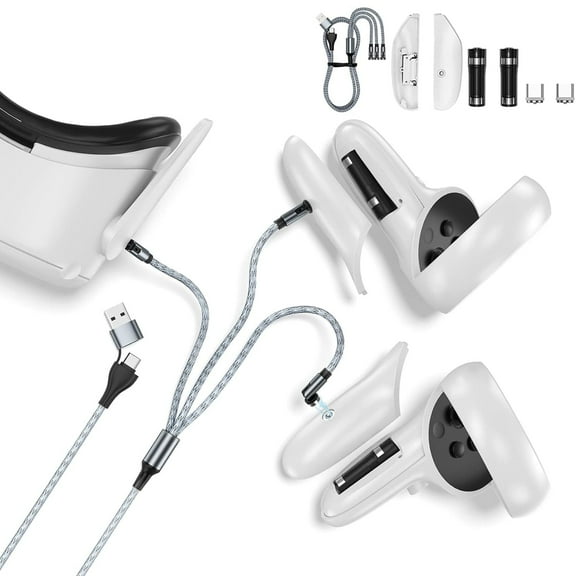 All-in-One Charging Kit for Oculus Quest 2, 2000mAh Rechargeable Battery, Substitute for Charging Dock, 6ft Compatible Cable for Meta Quest 2 Accessory