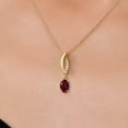 thumbnail image 3 of Gem Stone King 14K Yellow Gold Red Rhodolite Garnet and Lab Grown Diamond Pendant Necklace for Women | 0.93 Cttw | Gemstone January Birthstone | Oval 7X5MM | With 18 inch Chain, 3 of 6