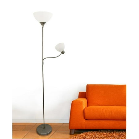 Simple Designs Floor Lamp With Reading Light Silver Walmart Com Walmart Com