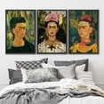 thumbnail image 2 of IDEA4WALL Framed Canvas Print Wall Art Set of 3 Floral Self Portraits by Frida Khalo Retro Art Vintage Nature & Humanities Artwork Colorful Vivid Art Prints for Home Decor - Black 16"x24"x3, 2 of 5