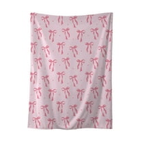 SLYNSHome Throw Blanket for Couch,Pink Bow Decorative Blankets Cozy Soft Lightweight Fuzzy Blanket for All Seasons
