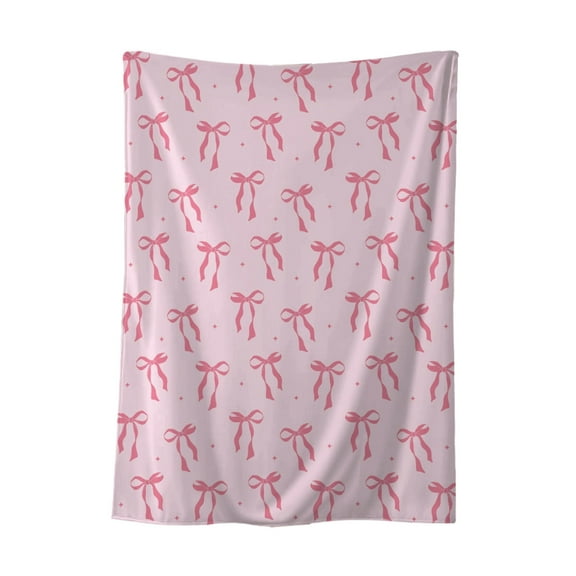 Luoshdecor Pink Bow Throw Blanket,Coquette Flannel Soft Warm Blanket for Valentine's Day Sofa Couch Travel Bed Decoration 27"x39"