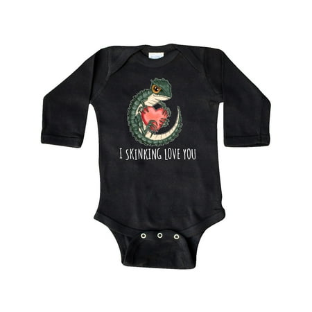 

Inktastic I Skinking Love You Cute Pun Crocodile Skink Lizard Gift Baby Boy or Baby Girl Long Sleeve Bodysuit