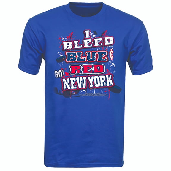 New York Hockey "I Bleed Blue and Red Go New York!" Blue T-shirt