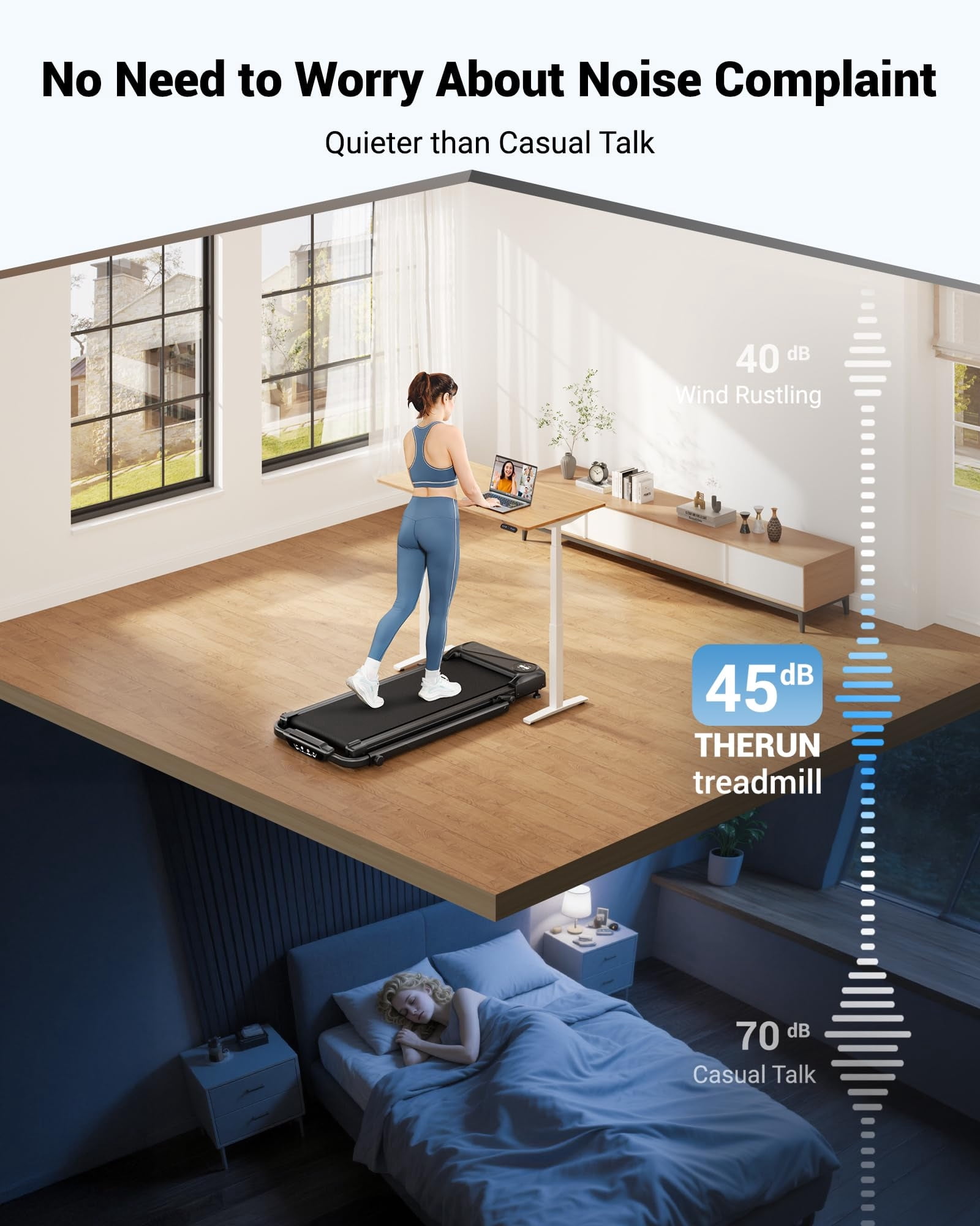 COFUNOK Walking Pad, 2 in 1 Foldable Treadmills for Home, 2.5HP Under Desk with Handle Bar, 16" Widened Running Belt, with Remote Control