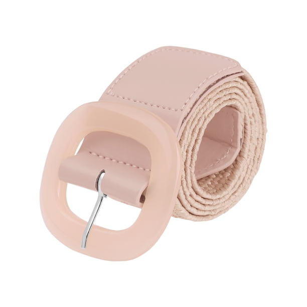 Cinturones anchos de tejido elástico para mujeres INSPIRE CHIC, hebilla de plástico de ratán de paja, cinturón elástico para cintura de vestido 41.3x2.0" (LxA) Rosa Polvoriento
