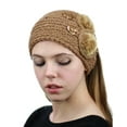 thumbnail image 2 of NYFASHION101 Hand Knitted Furry Flowers Winter Headband Headwrap - NAG325Y, Camel, 2 of 4