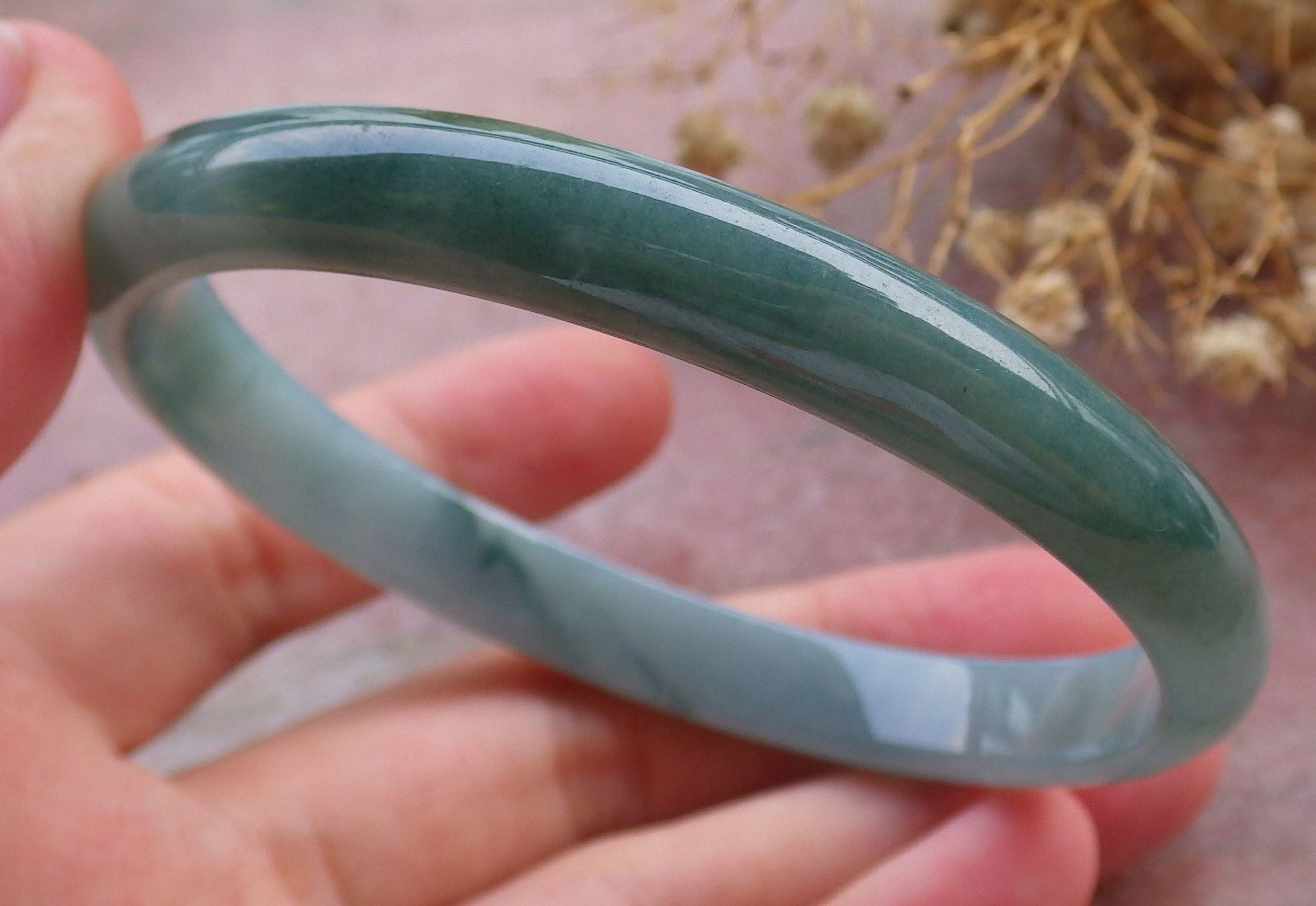 Certifien Icy Green Burma 100% Natural A JADE Jadeite Bangle Bracelet 62 mm 661308 TN