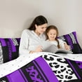 thumbnail image 5 of Manfei Purple Cheetah Print Bedding Comforter Set, Fashion Leopard Zebra Twin Comforter Sets, Abstract Stripes Reversible Bedding Set, Microfiber Bedroom Decor, 2 Pieces, 5 of 8