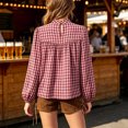 thumbnail image 4 of vigerkar Women's Puff Long Sleeve Flowy Gingham Tops | Neck Blouses,Going Out Tops,Bussiness Casual,Dressy,Plaid Shirts,2026 tops (Red, XXL), 4 of 7