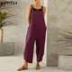 thumbnail image 2 of Mujer señoras verano otoño peto Cami Top botones mono holgado mono mono bolsillos pantalones vacaciones, 2 of 3