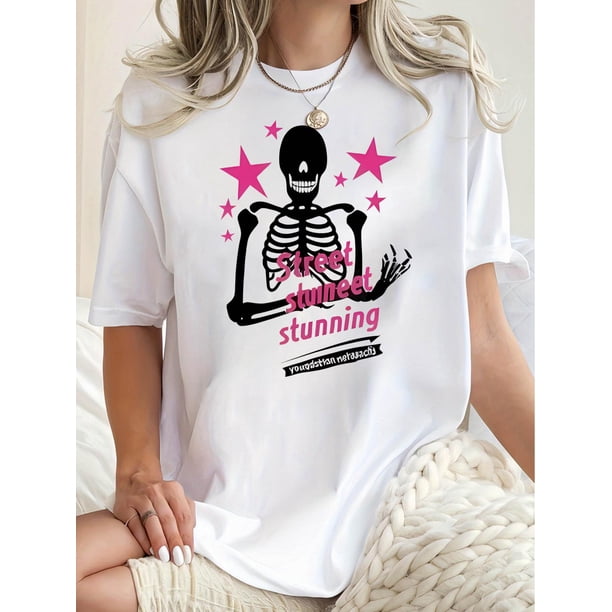Camiseta De Mujer Verano Casual Mujer Básica Camiseta Para Deportes Callejeros PlayaWomen'S Casual Crew Neck Short Sleeve T-Shirt, Polyester Knit Fabric with Medium Stretch, Geometric-Pattern Tee wi