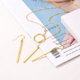 thumbnail image 6 of Silvora 14K Gold Plated Long Necklaces Earrings Set for Women Dainty Drop Bar Pendant Lariat Y-Necklaces Adjustable Long Chain Earrings Trendy Jewelry Gifts for Girlfriend Wife Valentine's Day, 6 of 7