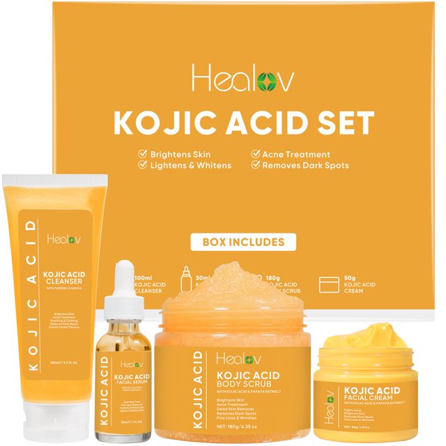 Set de cuidado de la piel Healov con ácido kójico con cúrcuma para manchas oscuras