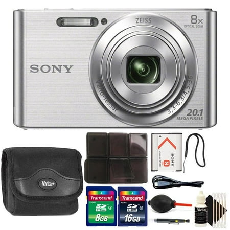 Sony DSC-W830 20.1MP Point and Shoot Digital Camera (Silver) with Accessory