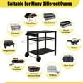 thumbnail image 7 of Outdoor Grill Cart with Wheels,Heavy Duty 3 Tier BBQ Prep Table, Compact Storage,Hooks and Durable Steel Frame,Mobile Kitchen Island for Grilling, Pizza Oven and Griddle,Black, 7 of 7