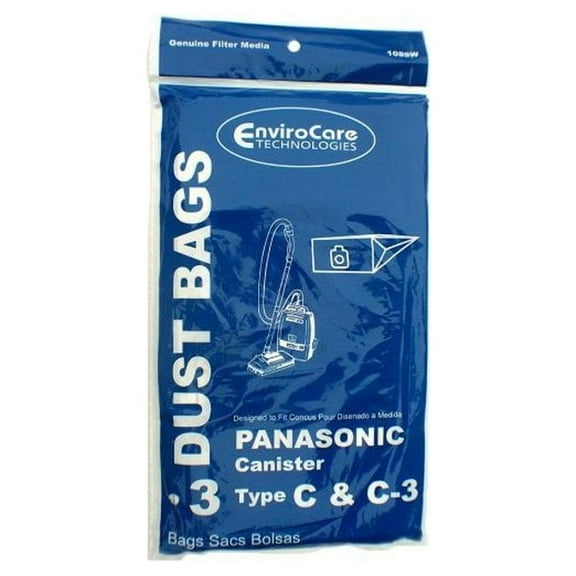 EnviroCare Replacement Vacuum Cleaner Dust Bags Designed to Fit Panasonic Type C & C-3 Canisters 3 pack