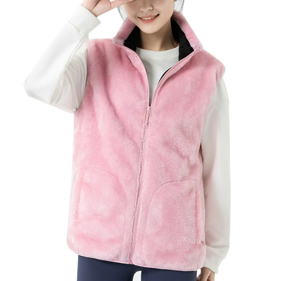 Hvyesh Fleece Heated Jacket for Women and Men Full Zip Stand Collar Heated Vest Couples Soft Warmer Pocket Insulated Coat Fall Winter Outdoor Coats