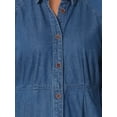thumbnail image 5 of INSPIRE CHIC Women's Jean Dress Loose Fit 3/4 Sleeve Button Down Midi Denim Dress L Gray Blue, 5 of 6