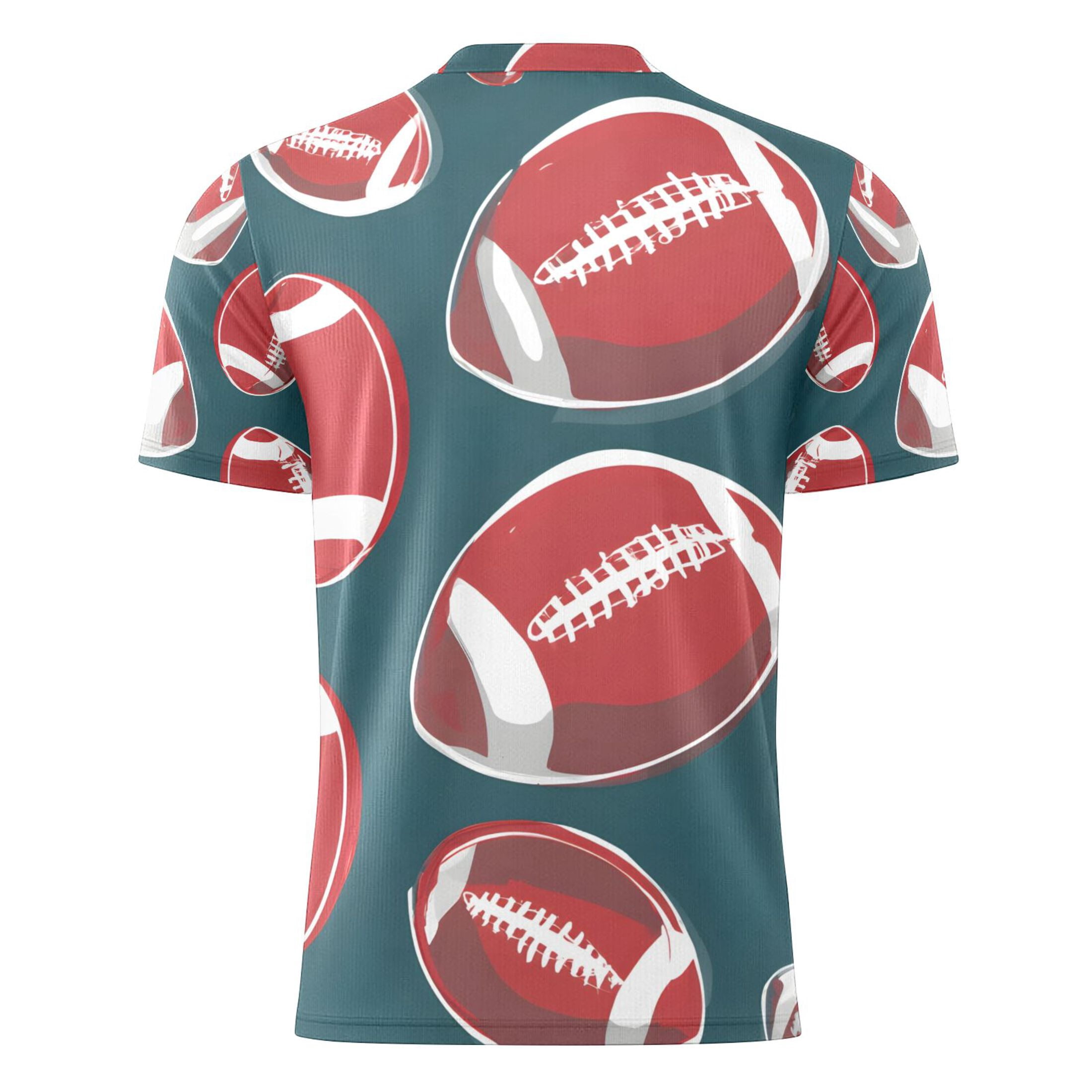 Red Rugby Balls Men's Sports Jerseys Athletic T-Shirt Football Referee Short Sleeves Shirt 3XL