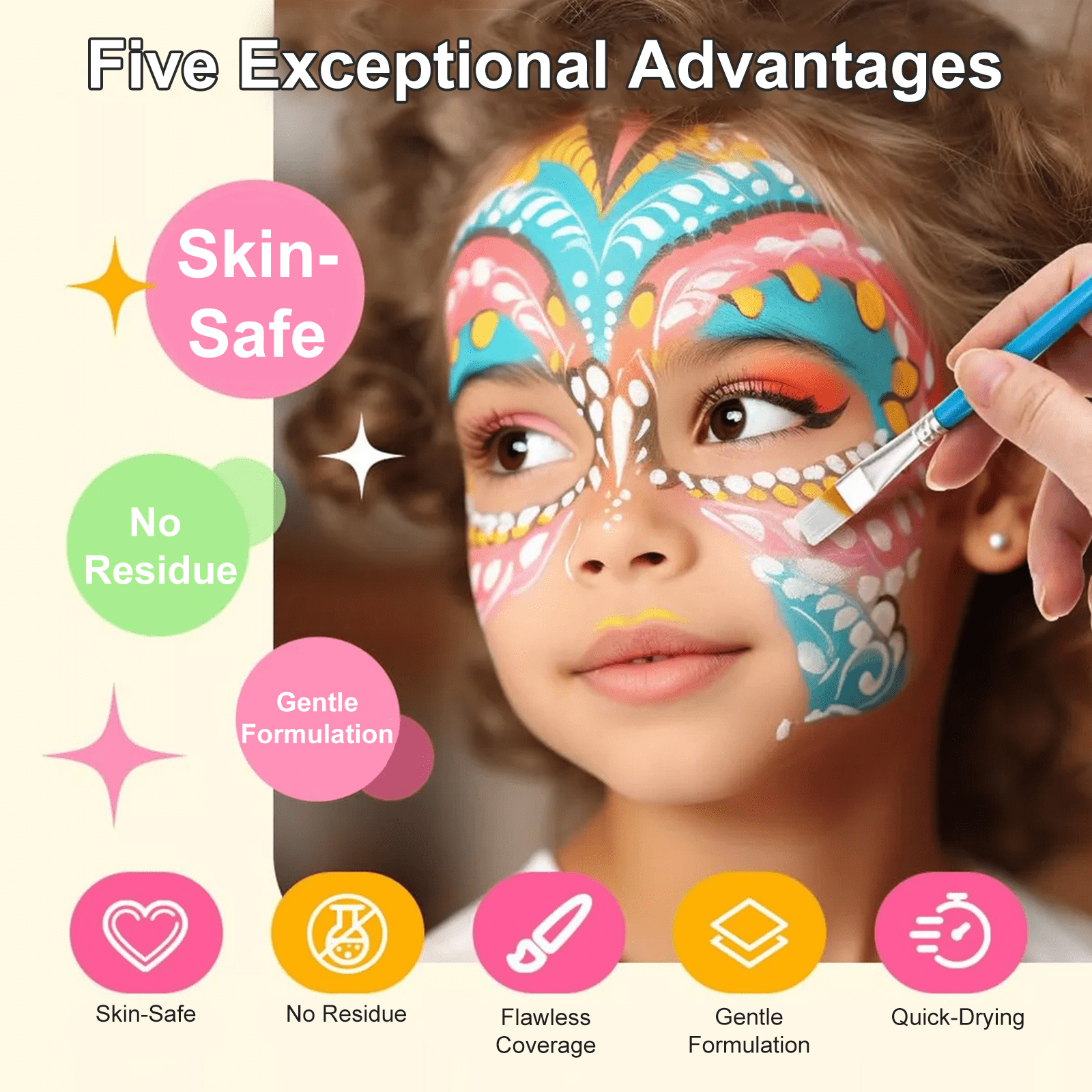 Face Body Paint Kit – 26 Colors Water-Based & Oil-Based Non-Toxic Makeup Palette with Brushes & Stencils,Safe for Kids & Adults,Halloween,Cosplay,SFX,Party & Stage Makeup