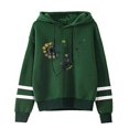 thumbnail image 4 of Ladies Solid Color Printed Hooded Pullover Striped Long Sleeve Sweatshirt Top, 4 of 8