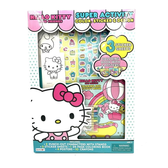 Hello Kitty Super Acitivty Set for Kids, Girls - Bundle with Color, Sticker, Posters and Design