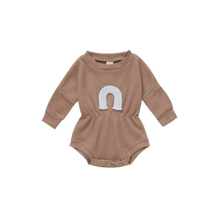 

Kiapeise Newborn Baby Girl Rainbow Romper Bodysuit Long Sleeve Sleeveless Spring Fall Jumpsuit Infant Clothes Outfits