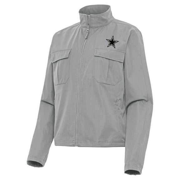 Women's Antigua Gray Dallas Cowboys  Brushed Carbon Even Par Full-Zip Jacket