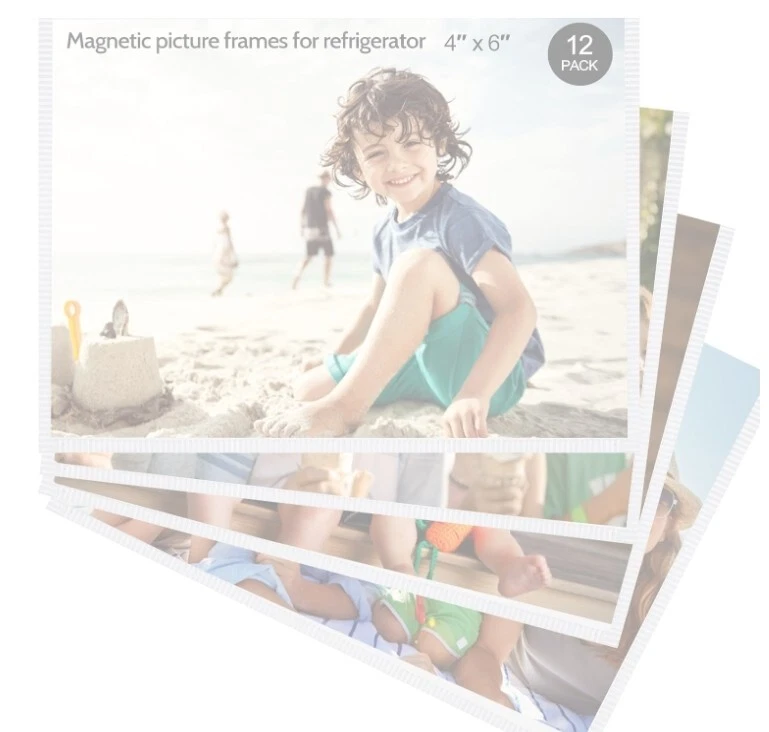 BUTTERFLY- 12 Pack 4X6 White Magnetic Picture Frames For Refrigerator With Clear Cover