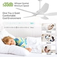 thumbnail image 4 of Sofucor White 48-Inch LED Ceiling Fan with ABS Blades, 3 Color Light Options, Reversible Airflow, DC Motor, 4 of 10