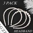 thumbnail image 2 of ZHAOCHENG TresPCSWhiteFashionBeadsdiadema de mujer, anillos para el cabello con cuentas, tocado sólido, accesorios para el cabello para uso diario de las mujeres, 2 of 5