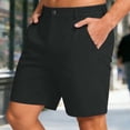 thumbnail image 6 of Ahabrexf Men's Shorts Elastic Waist with Pockets for Men, Solid Color Casual Work Pants, Side Pockets, Half Length, Polyester Fabric, 6 of 9