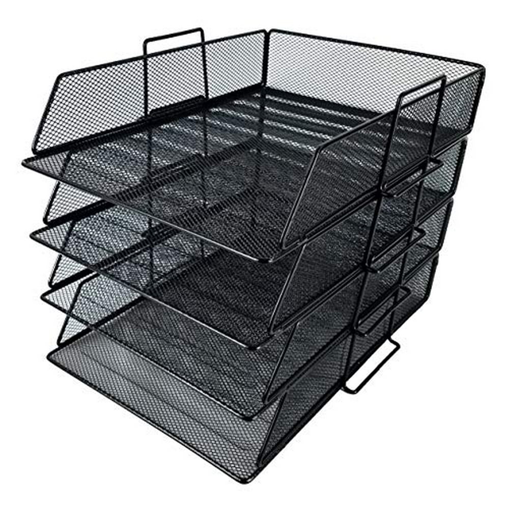 4 Tier Pack Stackable Tray Office Desk Organizer File and Desktop