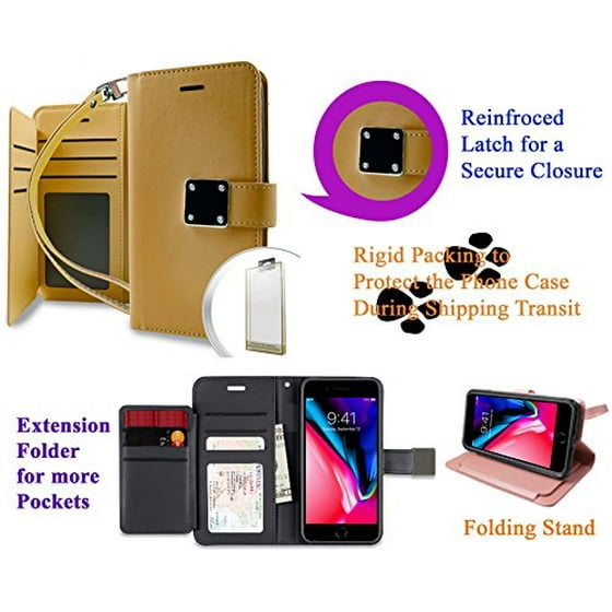 For 5 Iphone 8 Plus Case 7 Phone Hybrid For 5 Iphone 8 Plus Case 7 Phone Hybrid Folder Wallet Extra Pocket Stand Pouch Purse Screen Flip Cover Black Com