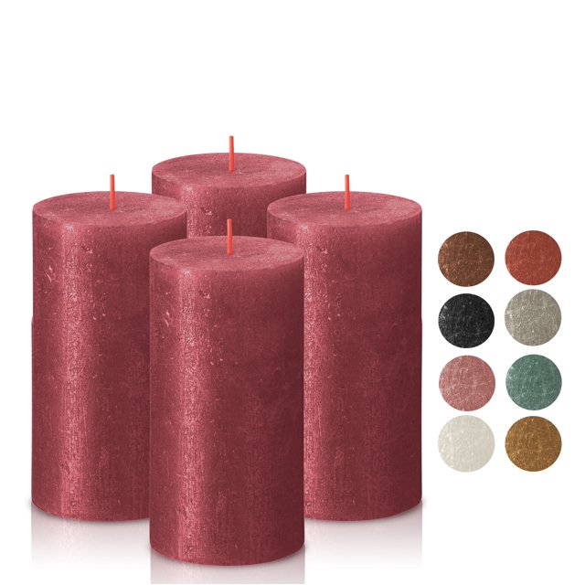 BOLSIUS 2.75" X 5" Rustic Metallic Red Pillar Candles Large Pillar