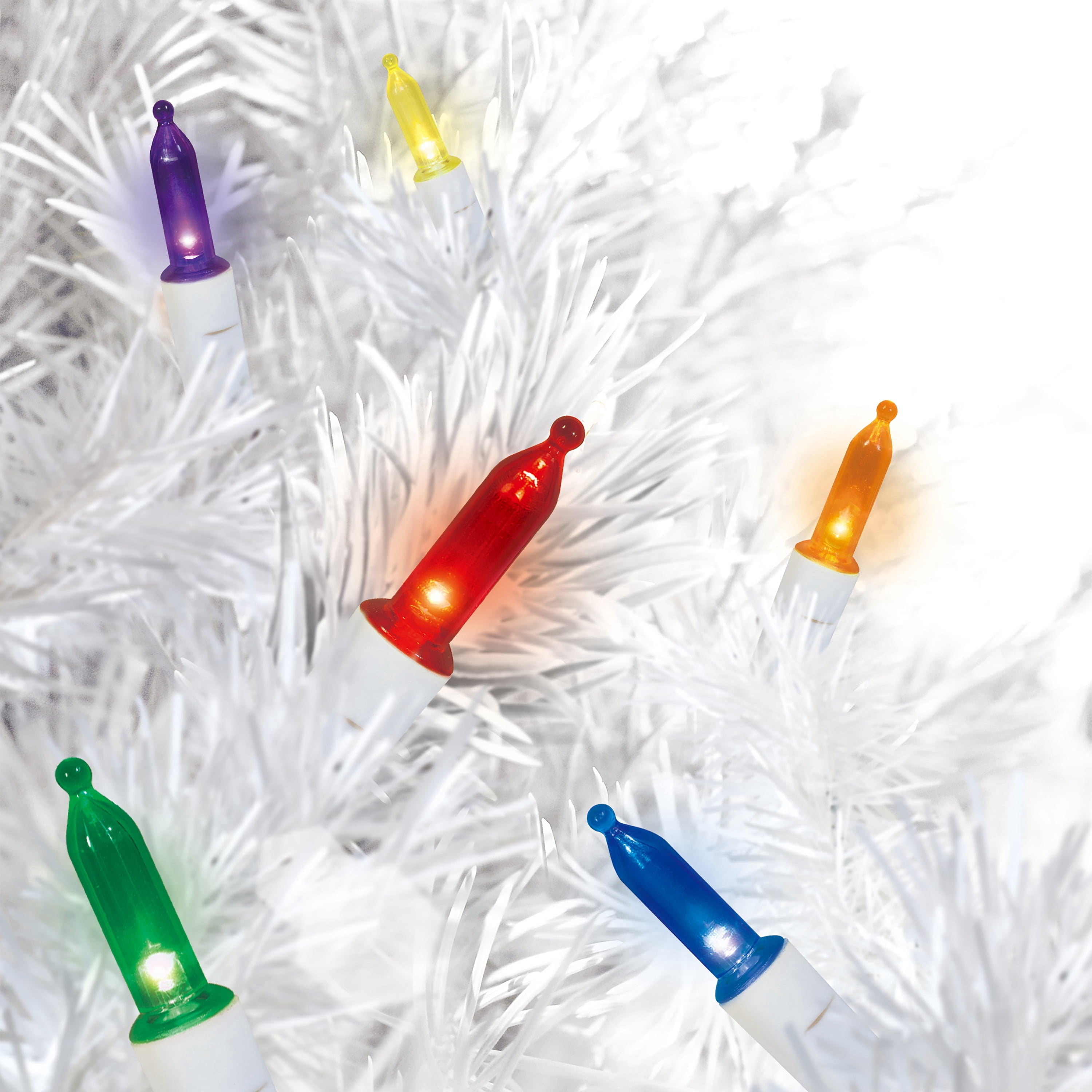 Indoor/Outdoor 100-Count LED Mini Christmas String Lights, Multicolor, White Wire, 19.5', by Holiday Time