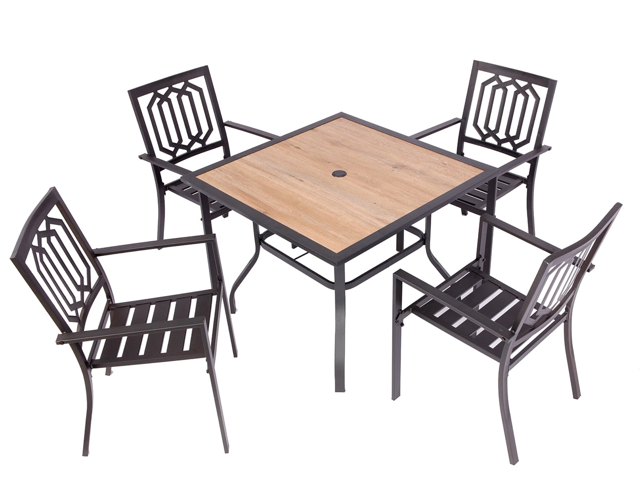 5piece Metal Patio Furniture Set, Outdoor Metal Dining Set Square
