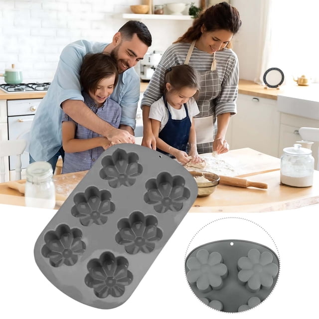 Molde de silicona de seis agujeros para hornear pasteles, gelatinas, budines, chocolates | Molde flexible antiadherente de grado alimenticio, resistente al calor, para postres, pasteles, gelatinas, b