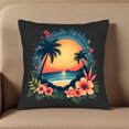 thumbnail image 5 of Set of 2 Tropical Throw Pillow Covers 18x18in - Vibrant Sunset Beach Design with Palm Trees & Colorful Flowers for Couch Bed Car, 5 of 8