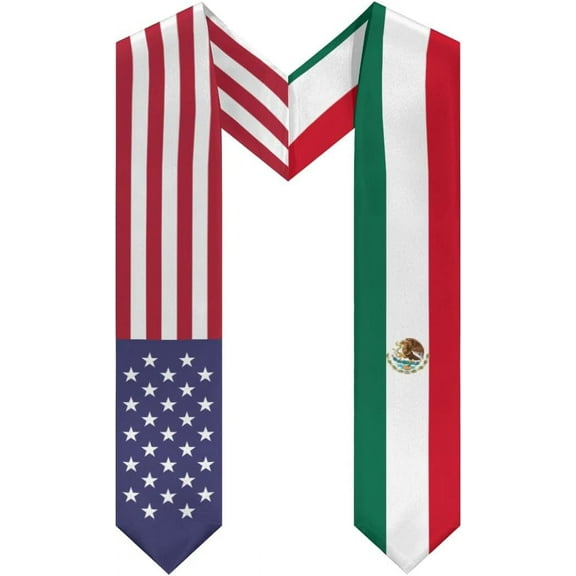 DABOYOZHZH Mexico Mix United States Flag Graduation Stole Sash For Study Aboard International Students