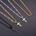 thumbnail image 2 of Layered Cross Necklace for Men Stainless Steel Mens Cross Necklaces Cuban Chain Figaro Chain Cross Necklace for Men Women 16 18 20 22 24 Inch, 2 of 6
