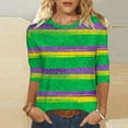 thumbnail image 2 of LIaqionyy Womens 3/4 Sleeve Shirt Striped Casual Party Blouses Business Work Tee Top Vacation Outfits, 2 of 7