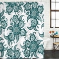 thumbnail image 2 of Teal Green Flower Shower Curtain, Waterproof Shower Curtains for Bathroom, Abstract Vintage Ethnic Floral Washable Fabric Bathtub Curtain Set Bath Decor with 12 Hooks Standard 72"x72", 2 of 8