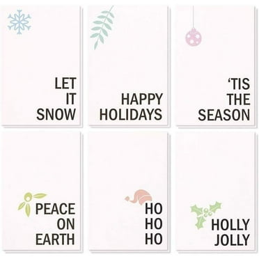48 Pack Merry Christmas Greeting Cards Assortment with Envelopes, Boxed Set in 6 Minimalistic Holiday Designs (4 x 6 In)