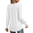 thumbnail image 7 of VDJ Women Tops Puff Long Sleeve White T Shirt Crew Neck Dressy Tunic Casual Pleated Button Cuff Fall Blouses for women Size XL, 7 of 7