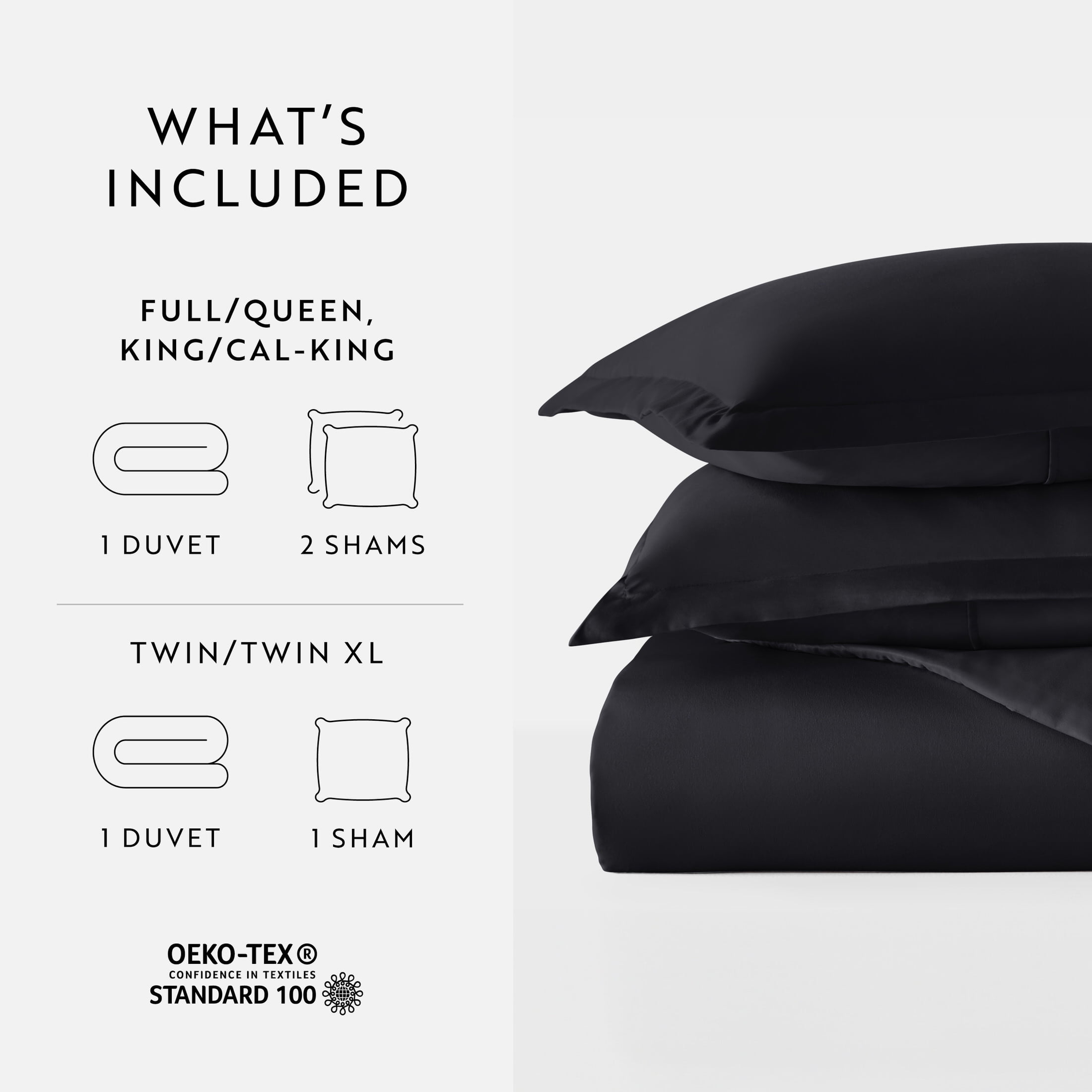 Ultra Soft & Breathable - Duvet Cover Set - Twin/TwinXL Black Bedding by Comfort Canopy