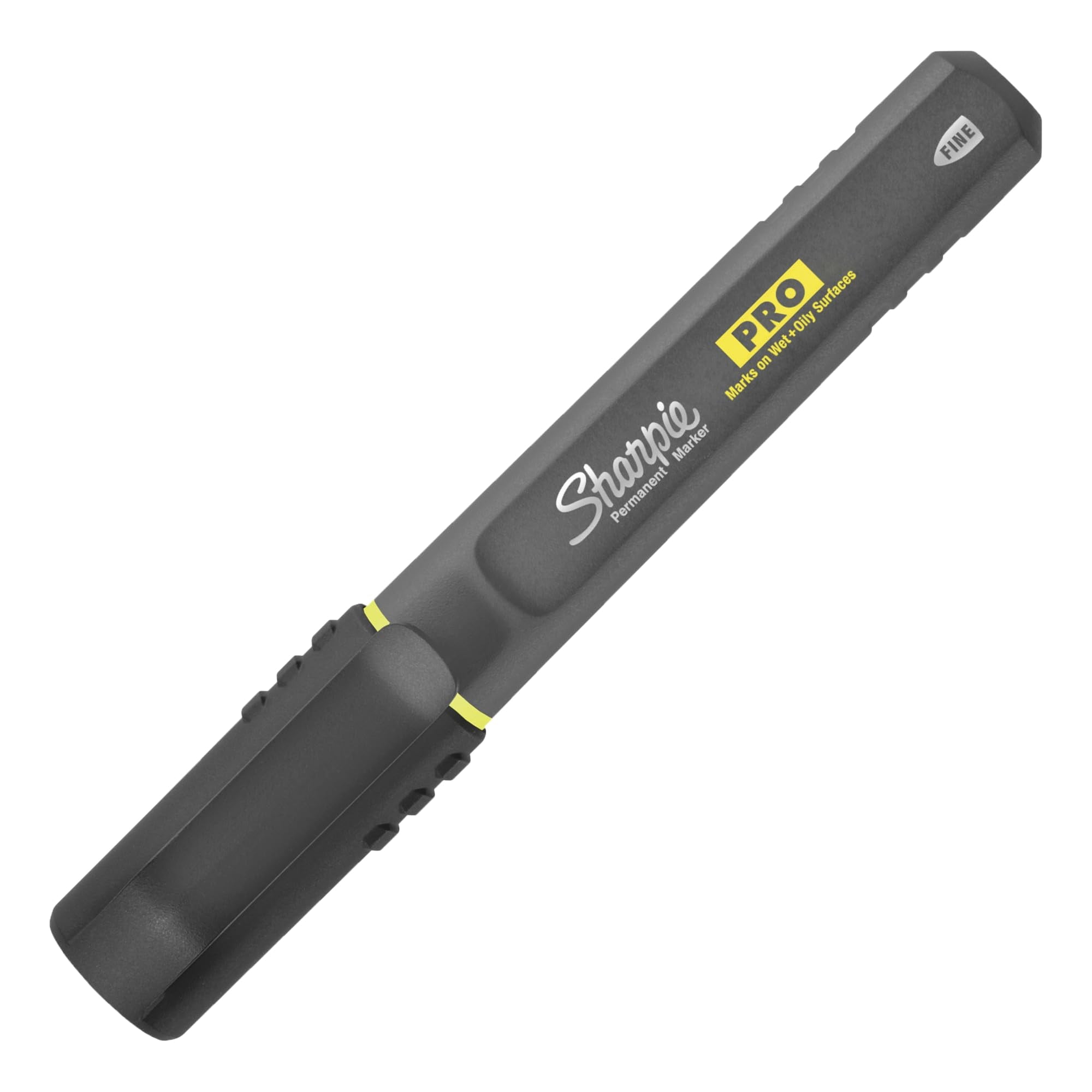 Sharpie® PRO Permanent Markers, Fine Point, Black/Gray Barrel, Black Ink, Pack Of 12 Markers