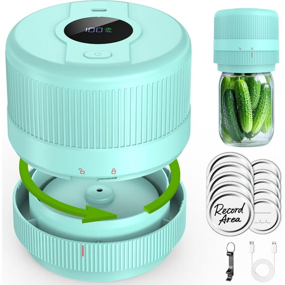 WarmHaven Mason Jar Vacuum Sealer Kit, Electric Sealer for Wide and Regular Mouth Mason Lids, Canning Vacuum Sealer Mason Jar, Automatic Vacuum Sealer Machine for Food Storage - Celadon Blue-Green