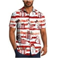 thumbnail image 2 of Muscularfit Christmas Tees Funny Red Striped Work Tops Collared Button Up Short Sleeve T-Shirts for Man,L, 2 of 6